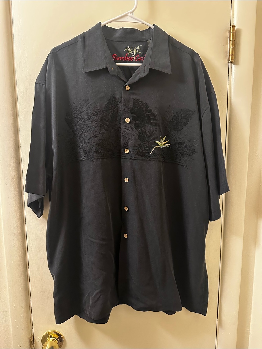 Bamboo Cay Black Short-Sleeve Button-Down Shirt XL